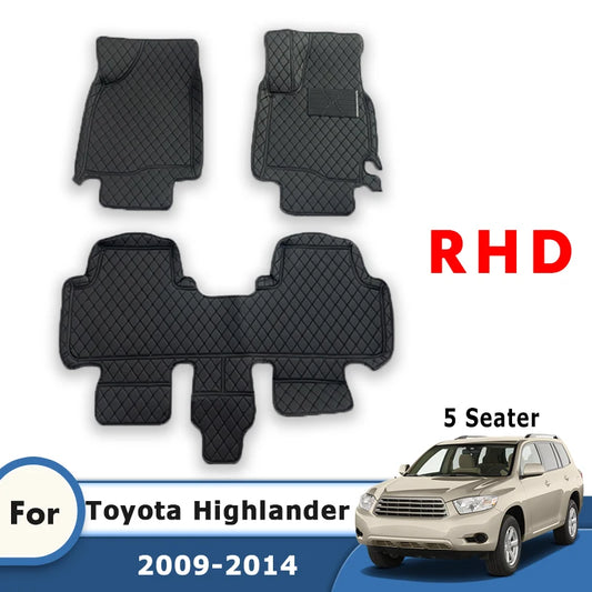RHD Car Floor Mats For Toyota Highlander XU50 Kluger 2014 2013 2012 2011 2010 2009 (5 Seater) Auto Carpet Accessories Interior