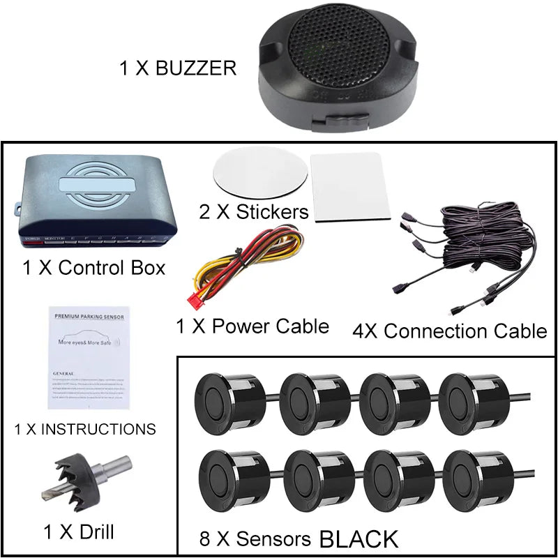 Car Parking Sensor Backup Radar Reversing Assistance Aid Kit with Audio Buzzer Alarm Parking Radar System Car Parking Sensors