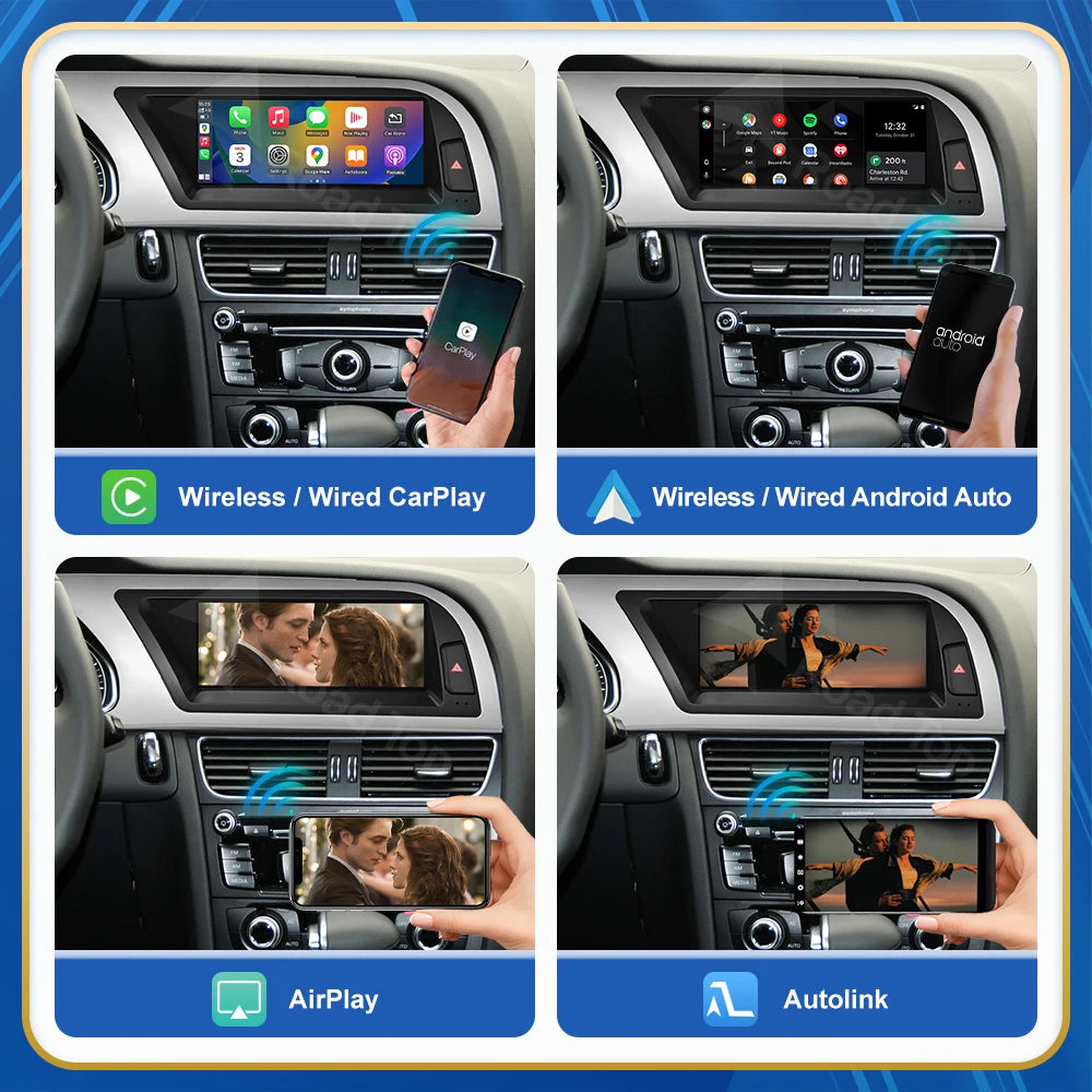 CN Road Top 8.9 12.3'' Touch Screen Multimedia Player Andriod Auto Link For Audi A4 S4 B8 2009-2015 GPS Carplay Display Car Play