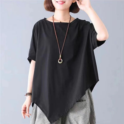 Cotton Blend Loose Fit Casual Women's T-irt And Harlan Pants Set Single Piece Summer Faion Ensemble for plus Size