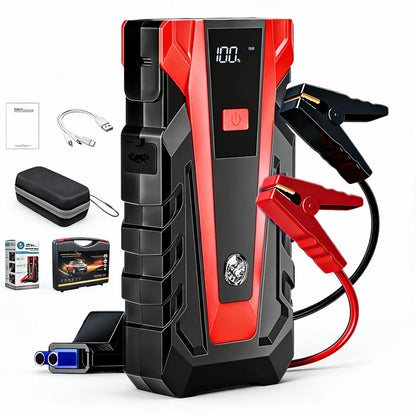 2026 New 12V Portable Jump Starter Equipped with Rechargeable Lithium Dual USB Ports LED Light Emergency Car Battery Booster