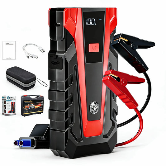2026 New 12V Portable Jump Starter Equipped with Rechargeable Lithium Dual USB Ports LED Light Emergency Car Battery Booster