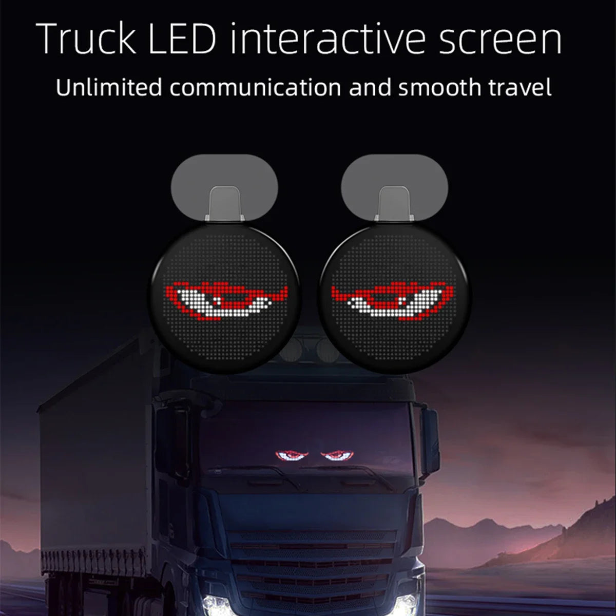 Car LED Interactive Screen Round Devil Eyes LED Sign Smart LED Display APP Remote Control Front Rear Windshield DIY Graffiti