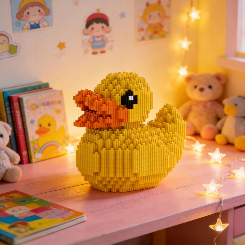 Yellow Duck Animal DIY Model Building Blocks Cartoon Pet Figures Bricks Creative Friend Girl Gift City Village