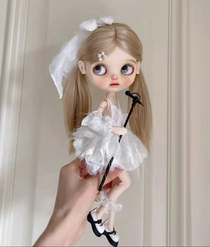 2025 4pcs vintage lace Blythe  camisole skirt/hairbands/sleeves/Skirts Support 1/6 30cm(Fit for azone,Pullip,Ob22/24/26, Licca)