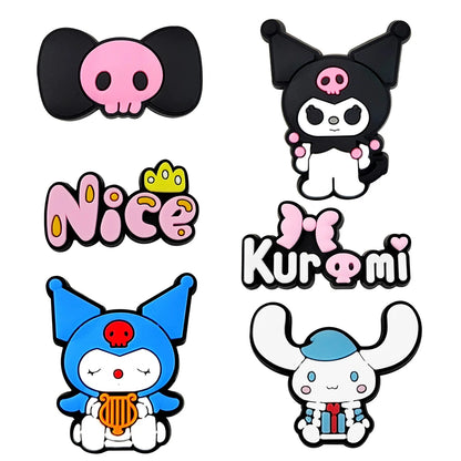 6-66PCS Cartoon Kuromi Shoe Charm Mix Wholesale PVC Decor Buckle Sandal Clog Bag Wristband Detachable Waterproof To X-MAS Gift