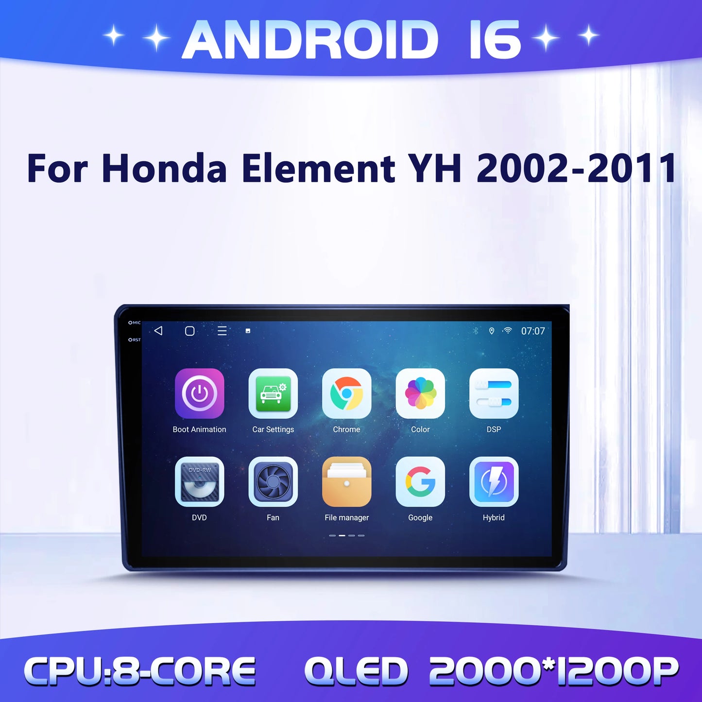 10" For Honda Element YH 2002-2011 Car Multimedia Radio Android 16 System BT Carplay Android Auto 2K QLED Screen 4G GPS 5G WIFI