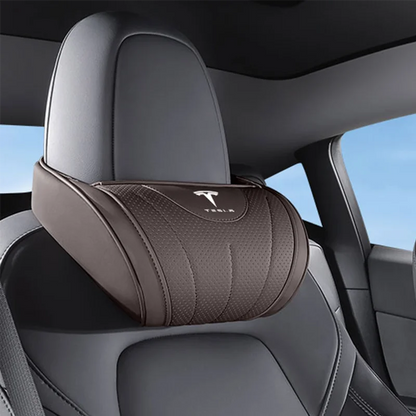 High-end Leather Car Seat Headrest Memory Foam Comfort Neck Pillow For Tesla SpaceX Model 3 Y S X Y-Eur Highland Roadster Bonina