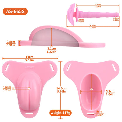 ANOSX Male Chastity Cage Soft Silicone Penis Cages With Chastity Belt Labia Urethral Plug Imitation Clitoris Cock Lock BDSM