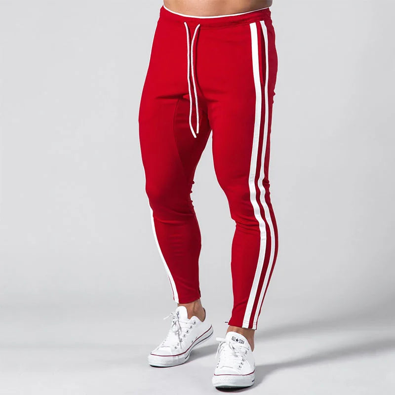 New Patchwork stripes Pants Men's Straight sports Clothing Solid color sweatpants Versatile Joggers Woven Casual Male Trousers