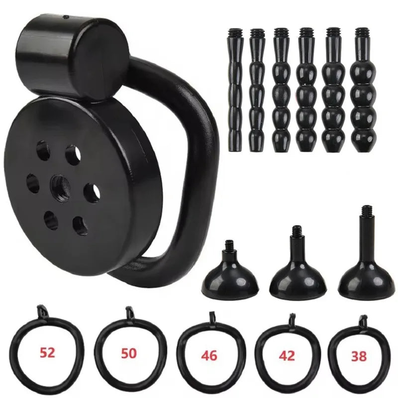 2026 Male Penis Chastity Cage Set Small Chastity Cage 5 Cock Rings With Urethral Sound Plug Penis Bondage Slave Man Sex Toy