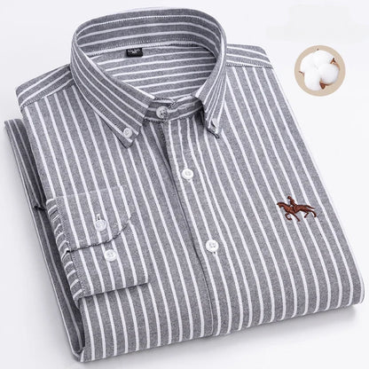 Plus Size 6XL 100% Cotton Long-Sleeve Shirts for Men Oxford Slim Fit Formal Shirt Without Pocket White Office Elegant Clothes