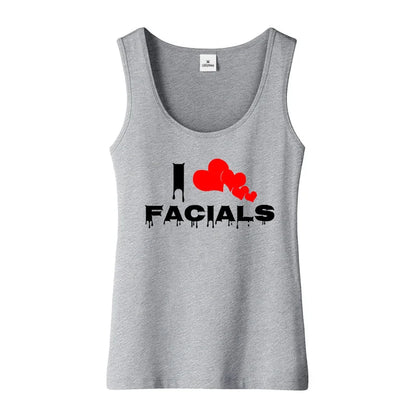Wet Font I Love Facials Design Sexy Naughty Tank Tops Hotwife Humorous Flirt Sleeveless T-Shirt Swinger Cotton Sports Tee