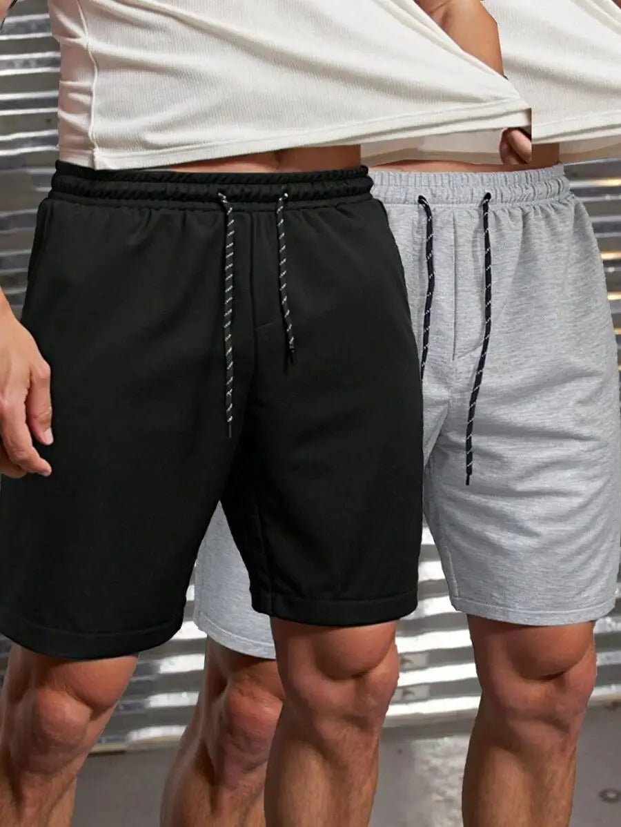 Men's Kint Shorts Fashion High Street Wear Summer Casual Grey Black Straight Loose Streetwear New Fashionable