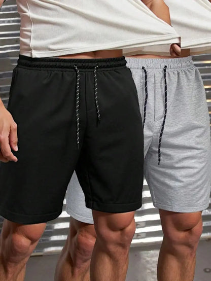 Men's Kint Shorts Fashion High Street Wear Summer Casual Grey Black Straight Loose Streetwear New Fashionable