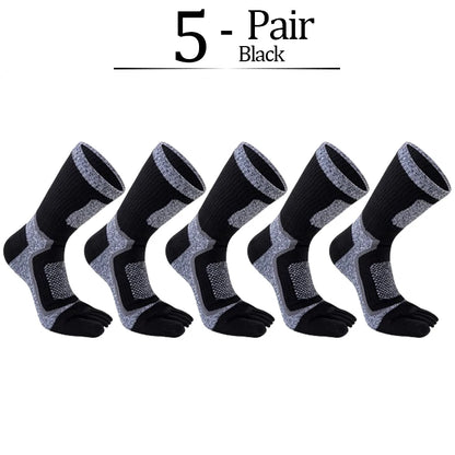 5 Pairs/lot Toe Sport Tube Socks Man Thick Compression Mesh Endurable Fitness Bike Run Outdoor Basketball Travel 5 Finger Socks