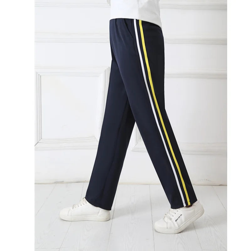 Black Unisex New Track Pants Casual Sweatpants mens Striped Bastic Trousers Straight Pants Joggers Simple Work Pants