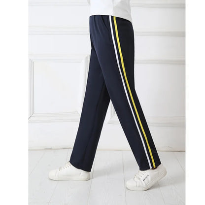 Black Unisex New Track Pants Casual Sweatpants mens Striped Bastic Trousers Straight Pants Joggers Simple Work Pants