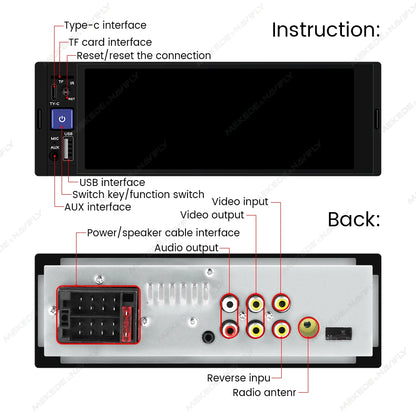1din 6.86inch HD Touch Screen Multimedia Player Wireless For Apple Carplay Android Auto Support Bluetooth AUX Mirror Link FM SWC