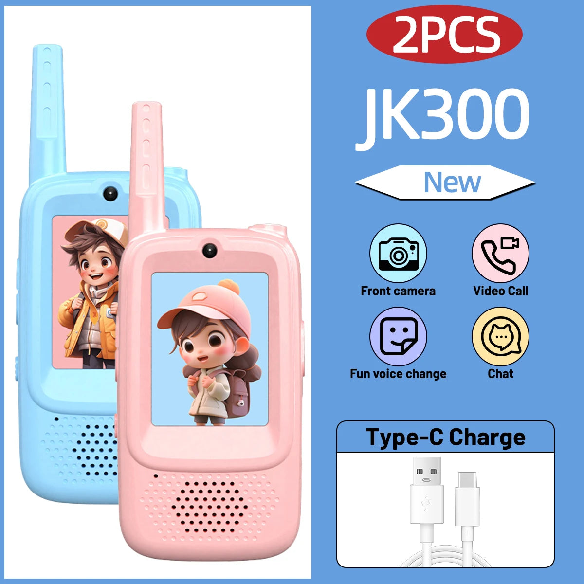 Lastest Video Walkie Talkies for Kids Upgrade JK300 JK200 Toddler Toys Indoor Camping Birthday Chirstmas Gifts for Kids Age 3-12