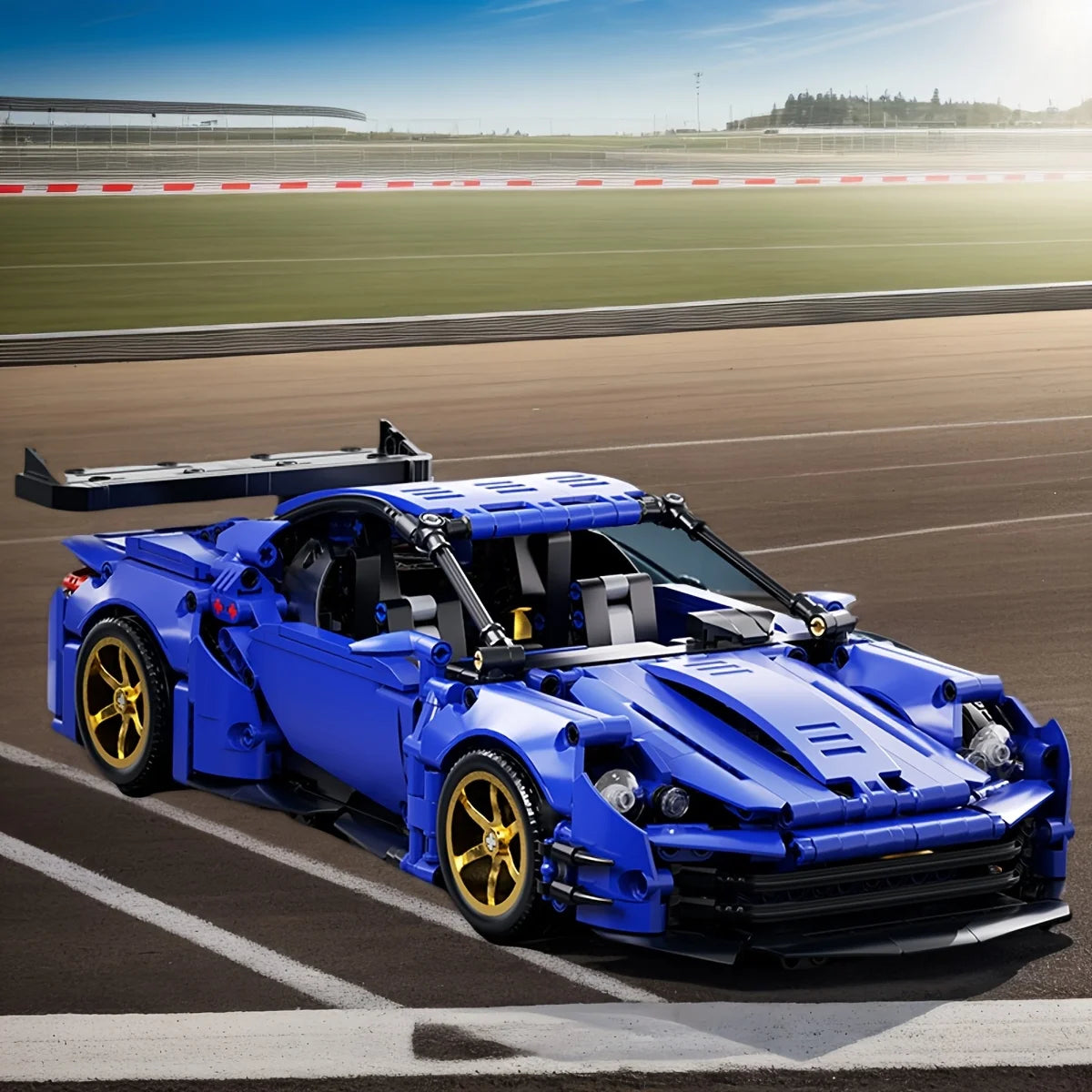 Blue sports car building block model set, adult collectible model, suitable for birthday gifts, Christmas, Halloween, gifts