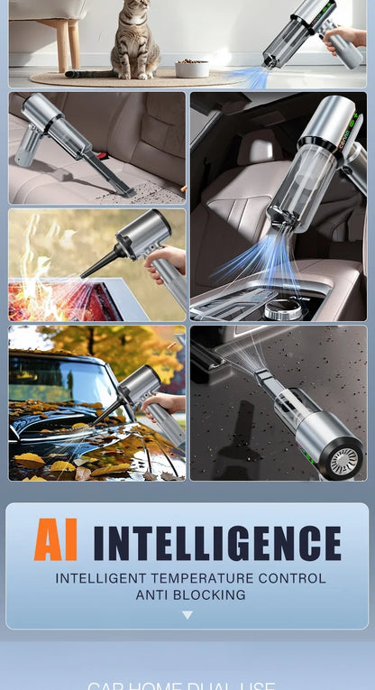 CENRR New Car Vacuum Cleaner Wireless Mini Powerful Portable HandHeld Car Cleaner LED Power Display Gift Lamp Air Gun  7500mAh