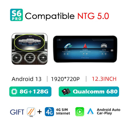 Android Auto Wireless CarPlay For Mercedes Benz C Class W205 GLC X253 V W446 Car Multimedia Navigation GPS DSP Qualcomm 680