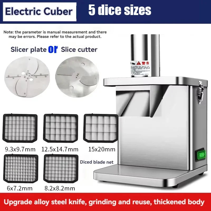 Multifunctional Vegetable Cutter Fruit and Vegetable Slicer Commercial Household Cube Cutting Stainless Steel Food Processor