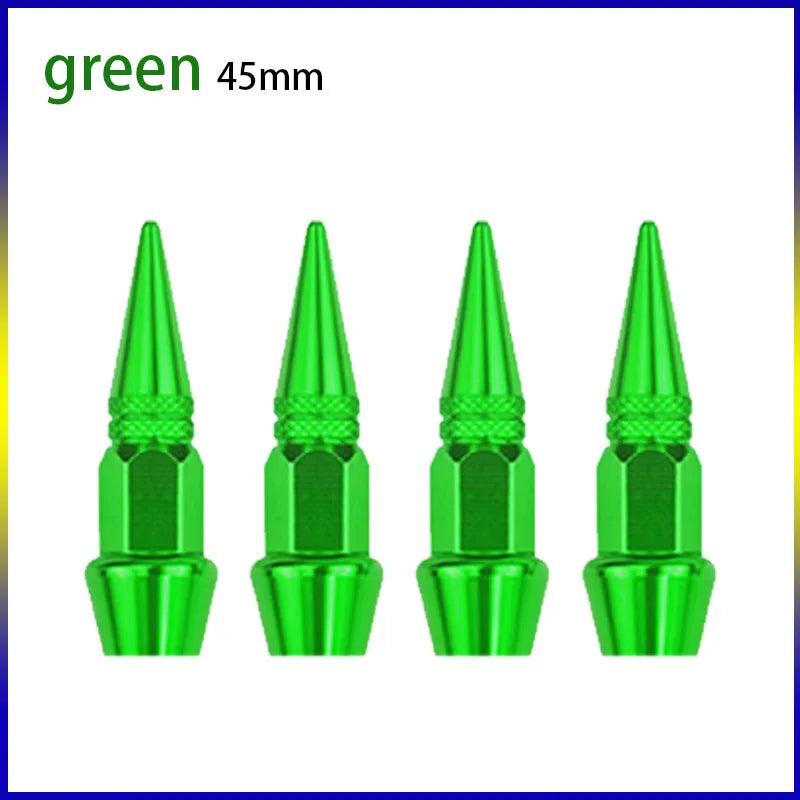 4pcs 45mm 60mm Universal Car Tire Valve Stem Cap Wheel Rim Stem Spike Shaped Dust-proof Air Metal Cap Cover for Motorcycle