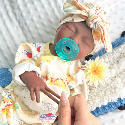 22inch High Quality Full Silicone Reborn Baby Girl Can Open Mouth Lifelike Soft Texture Warm Doll for Emotional Comfort