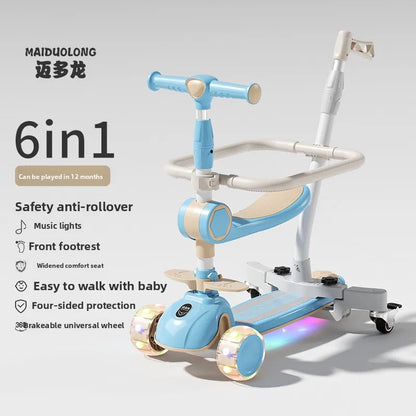 1-in-1 Kids Scooter, Foldable Ride-On Tricycle for Toddlers Ideal for developing children’s sense of balance