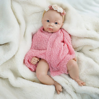 17 Inch Full Platinum Silicone Reborn Baby Doll Jerry Girl Realistic Newborn Baby Doll Open Eyes Real Life Bebe Dolls