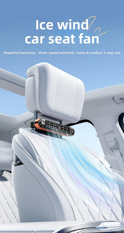 2026 New Car Seat Fan 3000mAh Built-in Battery Long Lasting USB No Blade Backrest Fan Cooler car air conditioner car fan cooler