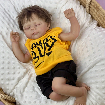 BZDOLL 50 CM Asleep Reborn Baby Art Doll Toy for Kids Lifelike Vinyl Limbs Cloth Body Sweet Babies Doll Handmade Birthday Gift