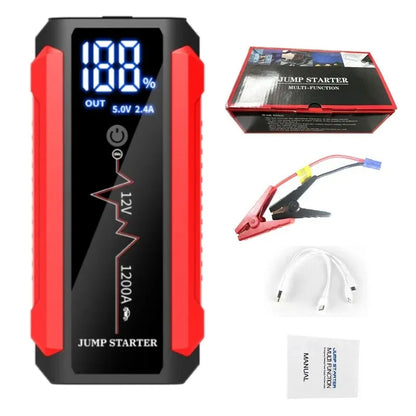Car Battery Jump Starter 1200A Power Bank Portable USB Fast Charger with LED Lamp 12V Emergency Booster