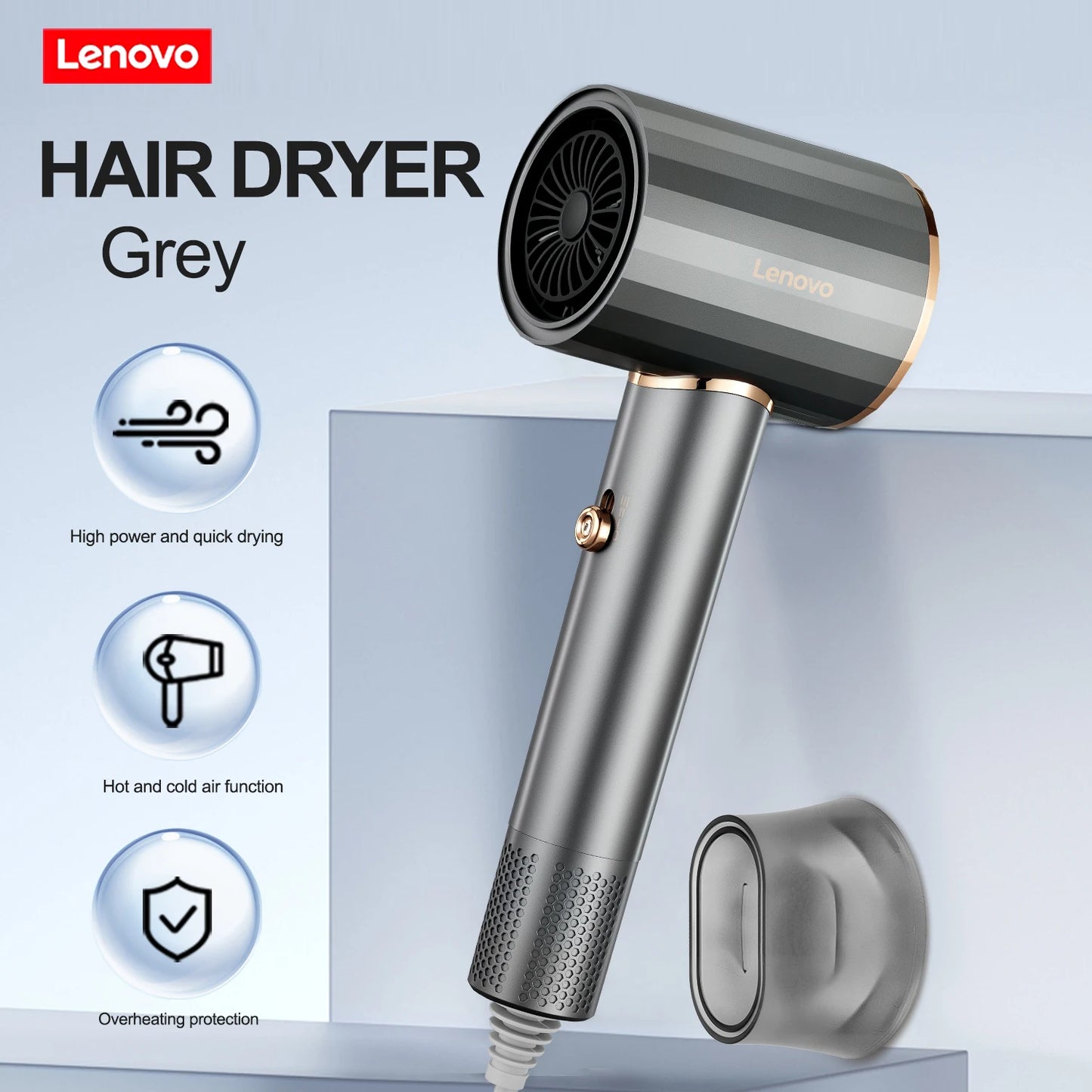 Lenovo C3 high-speed hair dryer, constant temperature, overheat protection, negative ion hair care, professional dry hair, 220V