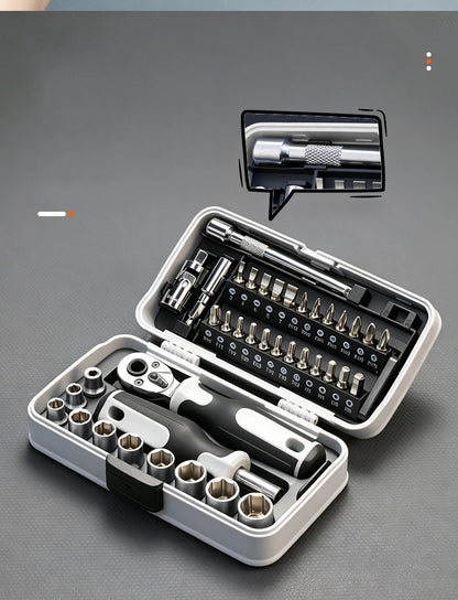 Socket Ratchet Wrench Set,Ratcheting Screwdriver Set,Ratchet Socket Bit Set CR-V Steel Multi-Function Repair Kit for Maintenance