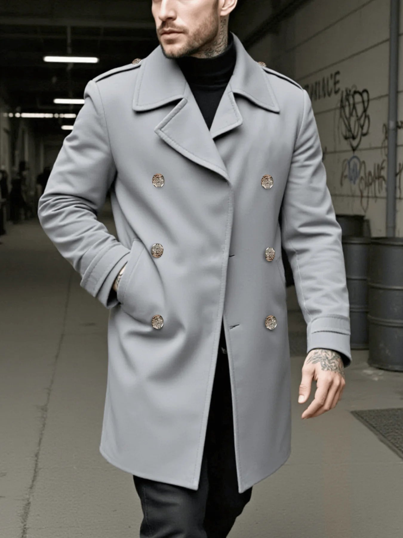 New Wool Coat Tweed Jacket Men's Windproof Wool Coat Winter Warm Fashion Street Popular Wool Coat