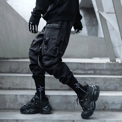 2024 New Fashion Multi-pocket Cargo Pants Men Y2K Tactical Techwear Ankle Pants Punk Style Casual Paratrooper Pants pantalones