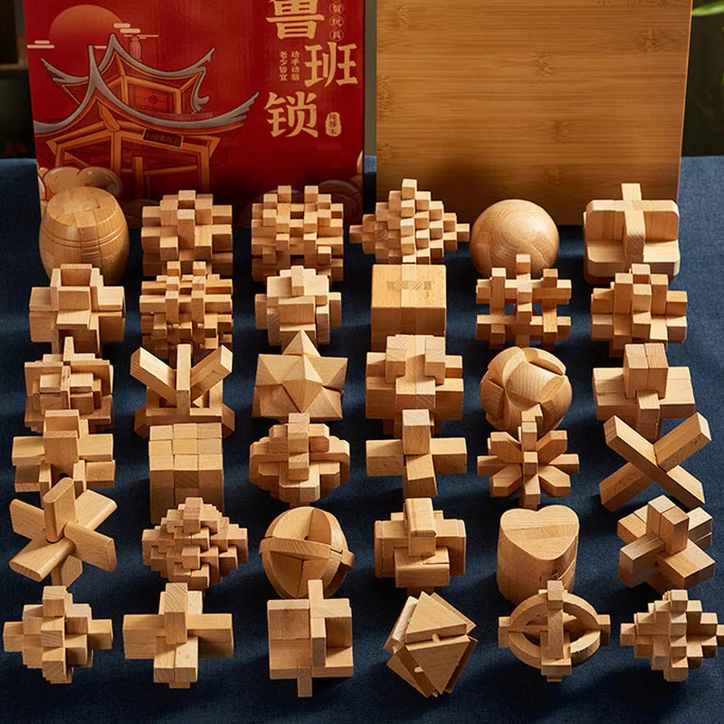 6PCS Set Wooden Brain Teaser Puzzle Cube Educational Toys for Kids And Adults Assembly & Disentanglement Puzzles IQ Challenge