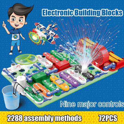 Puzzle New Circuit Electronic Building Blocks Scientific Experiment Education Children Assemble Toys Electronic Exploration 8+