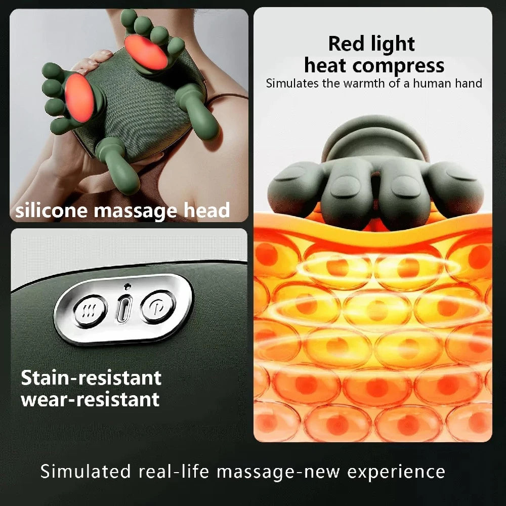 Neck Shoulder Massager with Heat,4D Bionic Fingers Simulate Real Palm Massage,3 Intensities&2 Heat Settings,Relax Muscle Tension
