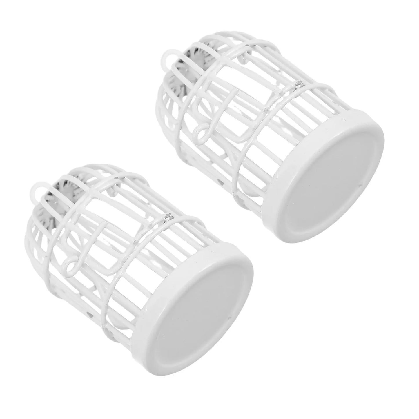 2Pcs Miniature Metal Birdcage Ornament Vintage Hanging Wire Cage Semi-Enclosed Design for Dollhouse Fairy Garden DIY Home
