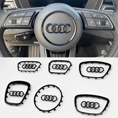 Automobile Steering Wheel Logo Bright Frame Strip Electroplated Car Logo Sticker For Audi A3 A4 B8 8P B9 8V A5 A6 C7 A7 Q3 Q5 Q7