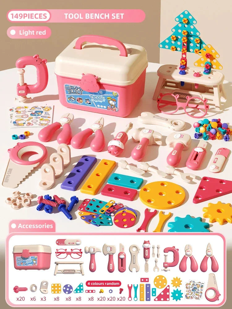 Children's Toolbox Puzzle Assembly Toys Simulation Electric Drill Screw Removal Multi-Functional Education Toys for Boys Girls
