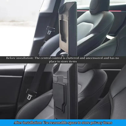 For Tesla Model 3/Y/YL 2024-2026 Hidden Storage Center Console Armrest Front And Rear Flocking Layered Grid Organized Container