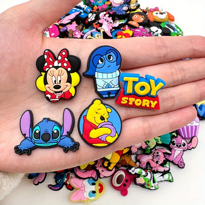 300pcs Mixed random Disney Sanrio Shoe Charm for Clog Sandal Shoe Decoration PVC Accessorie Shoe Buckle For Kids Gift
