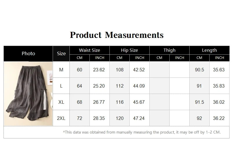 Gray Cotton Linen Casual Elastic High Waist With Lining Women's Pants Wide Leg Ankle-Length Pants For Women Clothing Fashion