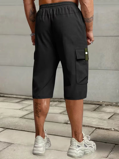 Men's Cargo Shorts Summer Oversized Pants Elastic Waist Large Size Outdoor Jogging Sweatpants Trend Multi Pockets Men Clothes