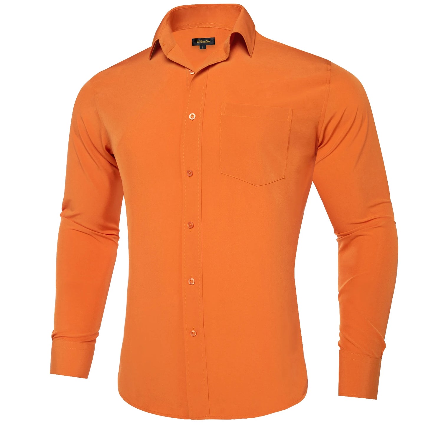 Solid Men Shirts Long Sleeve Cotton Polyester Blue Green Yellow Classic Basic Casual Slim Business Office Shirts Clothes